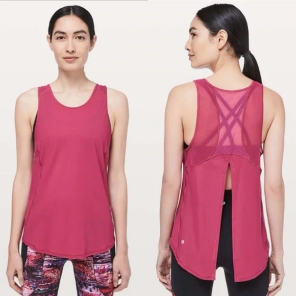 🍋Lululemon Sculpt Tank Tie Back Violet Red unsized PTP approx 19.5”🍋 - Picture 1 of 16